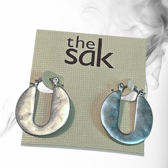 The Sak Jewelry - The Sak Silver Earrings Cut Out Hoops Dangle Pierced NWT